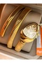 Women's Snake Watch, in Gift Box, Steel Band, Yellow Color, with Bracelet Gift - 4