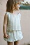 Indigo Striped Back Cross Detail Tank Top and Skort Set