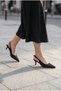 Phoebe Lia Women's Pointed Toe Open Back Thin Heeled Shoes 0012200 Black - 6