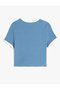 Short Sleeve Crew Neck Navy Blue Women's T-Shirt 5Sal10081Ik - 2