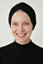 Glitter Cross-Lined Black Ready-Made Turban Hijab Cap Suitable for Medical Use - 2