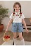 Girl's Cherry Denim Shorts and T-Shirt Set Trendy Combination |   2-Piece Set for Holidays - 7