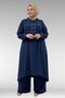 57023 plus size suit with fake snap-on pants - navy blue - 5