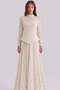 Corset Detailed Pearl and Sequin Embellished Lace Exclusive Hijab Evening Dress Cream 1084 - 3