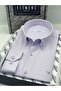 Slim Fit Long Sleeve Cotton Easy-To-Iron Men's Shirt with Gift Box Fs- 002225   - Lilac - 3