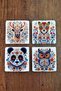 Natural Stone Coasters Set of 4 10X10X1 cm Colorful Animals -Stone Coasters