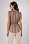 4904 Women's Transparent Striped Shirt with Tie Detail Moka - 3