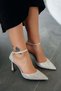 Carius Stone Closed-Toe Heeled Evening Dress Shoes Silver