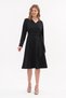 Apsen Women's Black Suede Belted Double-Breasted Collar Detailed Flared Midi Length Winter Dress 4407-110