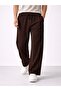 Men's Brown Ottoman Fabric Lace-Up Pocket Baggy Pants Casual Comfortable Summer Sweatpants