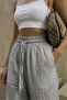 Women's Gray Linen Fabric High Waist Shalwar Baggy Pants - 6