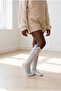 Girl's Jacquard Gray Melange Knee-Length School Socks - 2