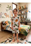 Boys' 100% Cotton Gray Safari Turtle Dinosaur Patterned Short Sleeve Shorts Summer Pajama Set