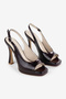 Women's Brown Platform Heeled Shoes - 6