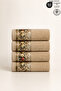 FIORE 4-piece Towel Set 100% Cotton Certified, Floral Print Hand / Face / Kitchen Towel 50x90cm