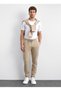 Beige Regular Fit Straight Leg Jogger Pants