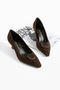 Tavion Women's Buckle Genuine Leather Heeled Shoes Stiletto Brown Suede - 3