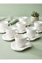 Maisone Set of 6 Plain Striped Simple and Stylish Embossed White Porcelain Coffee Cups – 100 ml
