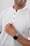 Slim Fit Long Sleeve Court Collar Half Placket Men's Shirt with Gift Box Fs-003687 - White - 8
