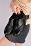 4304 Black Genuine Leather Bone Protrusion Women's Shoes