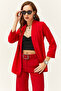Women's Red Shawl Collar Atlas Jacket CKT-19000139 - 3