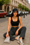 Women's Comfort Smoked Palazzo Jeans - 7