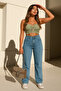 Women's Premium Wide Leg Ice Blue Jeans - 4