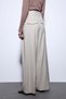 Beige Pleated Palazzo Women's Trousers - 6