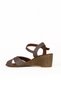 Gray Leather Women's Wedge Heeled Sandals 01We4003 - 4