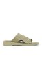 Khaki Leather Women's Flat Slippers 01Wy2910