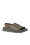 Khaki Leather Women's Wedge Heeled Sandals 01Wy9410 - 3