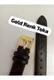 14 mm Compatible Watch Band - Dark Brown Color, Flat Model - Gold Color Buckle - 2