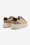 Women's Sneaker Suede High Thick Patterned Ultra Light Sole Lace-Up Sports Shoes Linen Noska Beige - 7