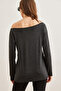 Women's Black Boat Neck Wool Viscose Flowy Blouse Blz- 19002738 - 7