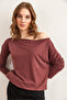 Women Dark Rose Dry Boat Neck Wool Viscose Draped Blouse Blz- 19002738 - 6