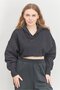 x Cardi B Women Sportswear Fit Hooded Outdoor Crop Sweatshirt, Black