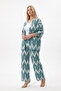 Patterned Kimono Cardigan 2-Piece Top and Bottom Set Wrinkled Fabric Summer 2Xl-6Xl Oversize - 2
