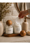 Set of 2 Glass Cotton Containers with Wooden Ball Lids – with Wooden Stand |   White Label (Cotton & Ear Cotton) - 3