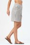 Women's striped cotton shorts with elastic waist and pockets - black/ecru - 4