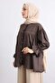 Kol Ruched Ruffled Shirt Y0093 - Brown - 2