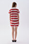 Women's Red Striped Short Sleeve Blouse - 2