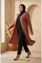 Large Size Draped Long Seasonal Cardigan 8740-01 Brown - 3