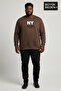 Men's Large Size Ny New York Printed Crew Neck Slim Sweatshirt Spr26Bsw956-15