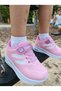 Girl's Pink and White Lace-Up Single Velcro Baby Kids Sports Shoes Sneakers School Shoes - 3