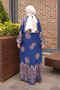 Navy Blue Half Buttoned Viscose Dress with Elastic Sleeves - 4
