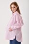Maternity Oversize Pink Striped Shirt with Single Pocket Detail