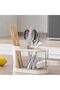 Clear Countertop Cutlery Drying Holder, Utensil Drainer with 3 Compartments & Drain Holes - 5