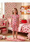 Girls' Cotton Summer Thin Fabric Pink Strawberry Pattern Short Ruffle Sleeve Shorts Summer Pajama Set