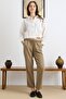 Soft Denim Trousers with Lace Detail and Elastic Waist Kamel 7586 - 3