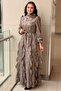 Self-Patterned Ruffled Evening Dress - 2